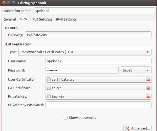 settings conexion OpenVPN